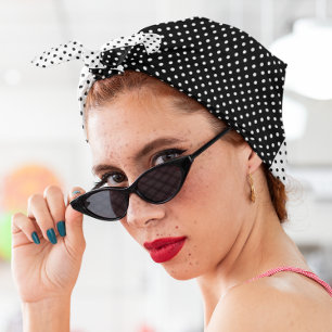 Vintage Color Block Black and White Polka Dot Bandana