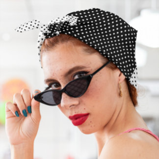 Vintage Color Block Black and White Polka Dot Bandana