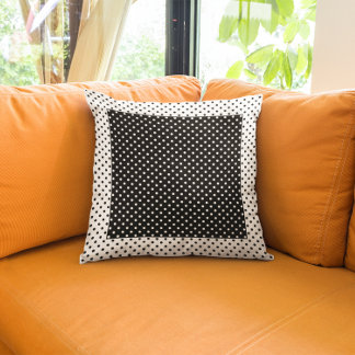 Vintage Color Block Black and White Polka Dot Throw Pillow