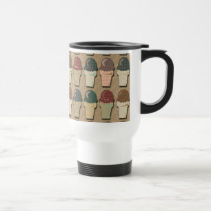 Vintage Color Ice Cream Cones Pattern Design Travel Mug