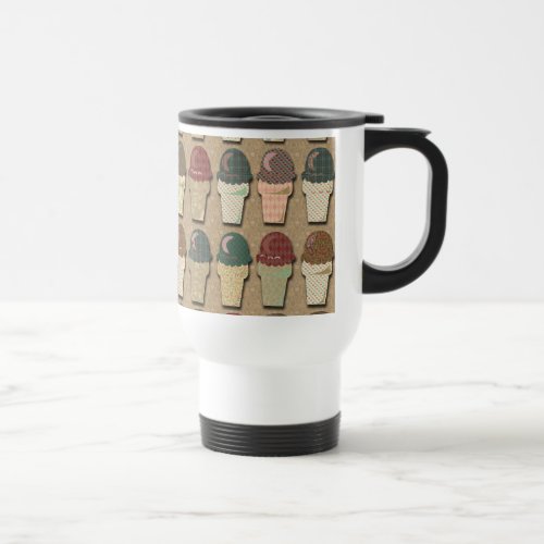 Vintage Color Ice Cream Cones Pattern Design Travel Mug