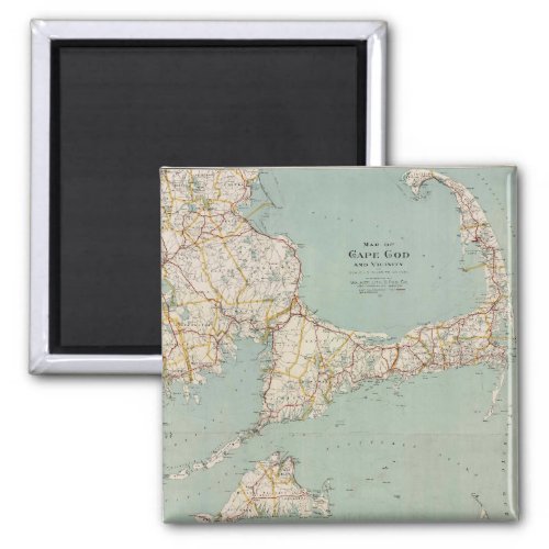 Vintage color map of Cape Cod Massachusetts Magnet