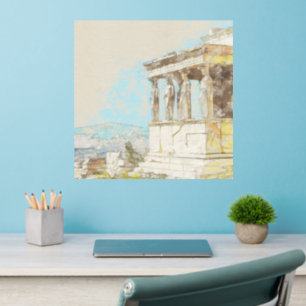 Vintage color sketch postcard of Athens greece Wall Decal