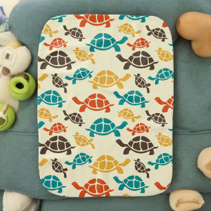 Vintage Color Tortoise Cartoon Baby Burp Cloth