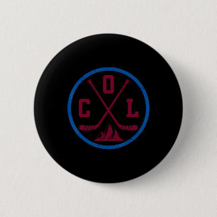 Vintage Colorado Hockey Emblem Funny Col Ice Hocke Button