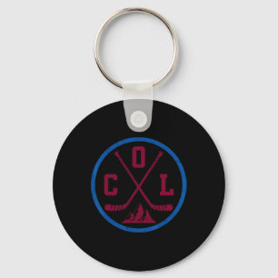Vintage Colorado Hockey Emblem Funny Col Ice Hocke Keychain