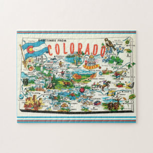 Vintage Colorado Map 11x14 Jigsaw Puzzle