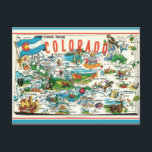 Vintage Colorado Map Postcard<br><div class="desc">It's a colorful illustrated postcard map of the State of Colorado repurposed as a new postcard.</div>