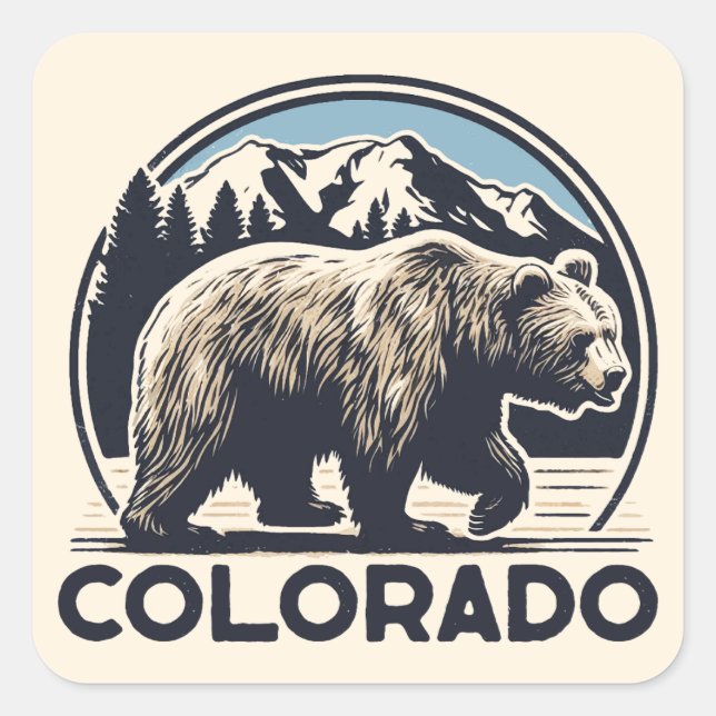 Vintage Colorado Mountains Square Sticker (Front)