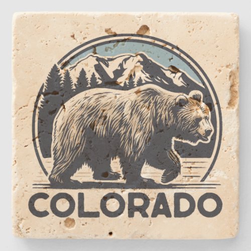 Vintage Colorado Mountains Stone Coaster