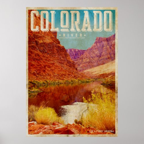 Vintage Colorado River Travel Poster