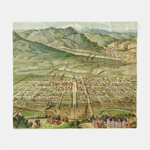 Vintage Colorado Springs and Pikes Peak Map 1890 Fleece Blanket