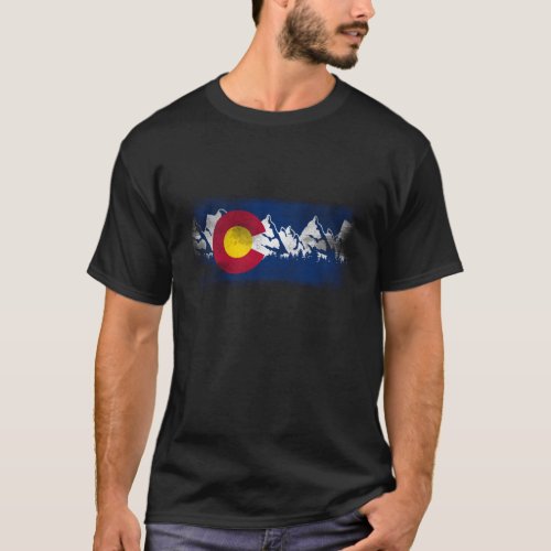 Vintage Colorado State Flag Colorado Mountains T_Shirt