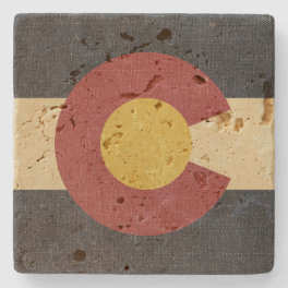 Vintage Colorado State Flag Stone Coaster