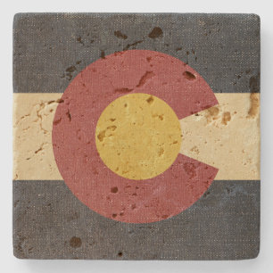 Vintage Colorado State Flag Stone Coaster