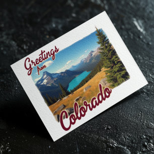 Vintage Colorado with Scenic Mountain Lak Postcard