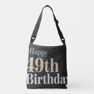 vintage colored happy 49th birthday typography crossbody bag