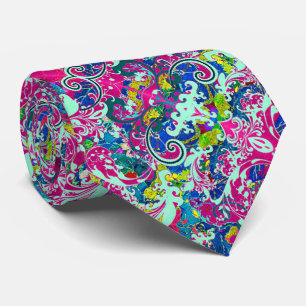 Vintage colorful abstract floral neck tie