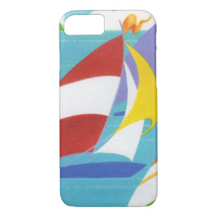Vintage Colorful Abstract Sailboats in Water iPhone 8/7 Case