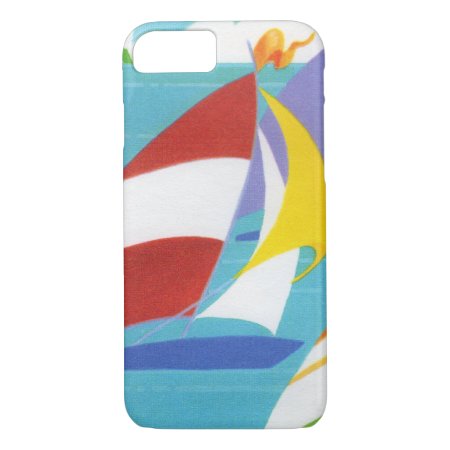 Vintage Colorful Abstract Sailboats In Water Iphone 8/7 Case