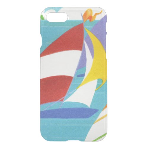 Vintage Colorful Abstract Sailboats in Water iPhone SE87 Case