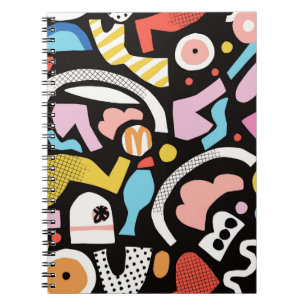 vintage colorful abstract shape illustration motif notebook