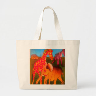 Vintage Colorful African wild animal colors design Large Tote Bag