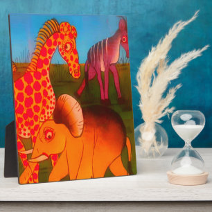 Vintage Colorful African wild animal colors design Plaque