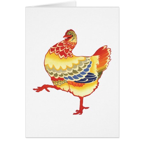 Vintage Colorful Barnyard Chicken from Farm
