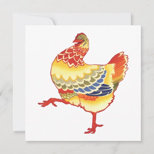 Vintage Colorful Barnyard Chicken from Farm
