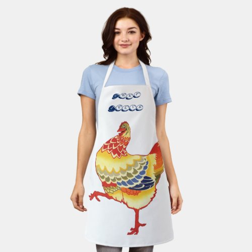 Vintage Colorful Barnyard Chicken from Farm Apron