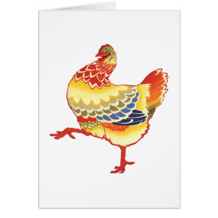 Vintage Colorful Barnyard Chicken from Farm Cards