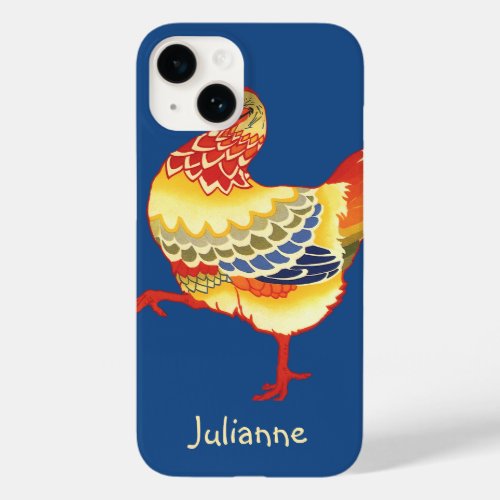 Vintage Colorful Barnyard Chicken from Farm Case_Mate iPhone 14 Case