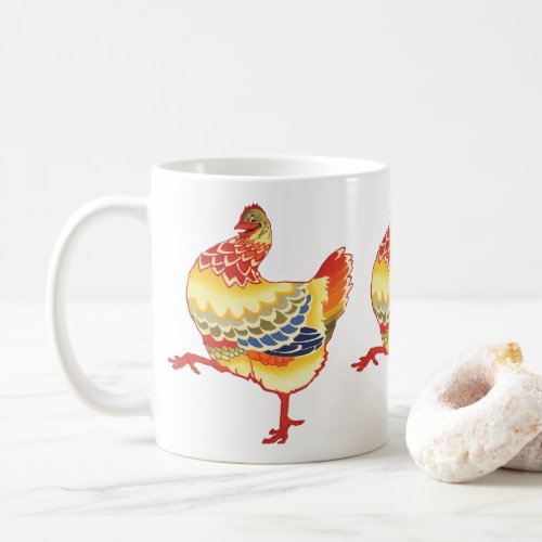 Vintage Colorful Barnyard Chicken from Farm Coffee Mug