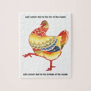 Vintage Colorful Barnyard Chicken from Farm Jigsaw Puzzle