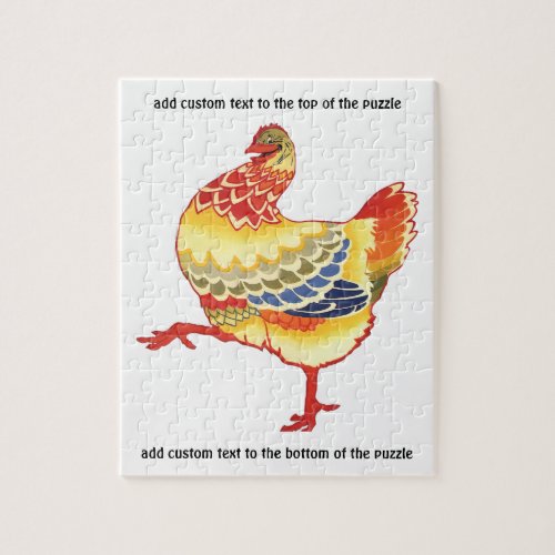 Vintage Colorful Barnyard Chicken from Farm Jigsaw Puzzle