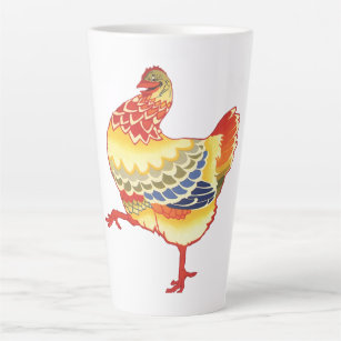 Vintage Colorful Barnyard Chicken from Farm Latte Mug