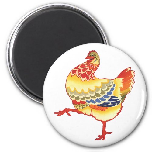 Vintage Colorful Barnyard Chicken from Farm Magnet