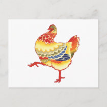 Vintage Colorful Barnyard Chicken from Farm Postcard