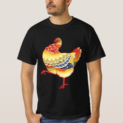 Vintage Colorful Barnyard Chicken from Farm T_Shirt