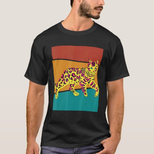 Vintage Colorful Bengal Cat T-Shirt