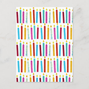 Vintage Colorful Birthday Candles Party Holiday Postcard
