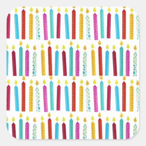 Vintage Colorful Birthday Candles Party Square Sticker