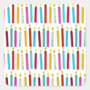 Vintage Colorful Birthday Candles Party Square Sticker