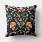 Vintage colorful black baroque pattern  throw pillow (Back)