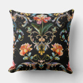 Vintage colorful black baroque pattern  throw pillow (Front)