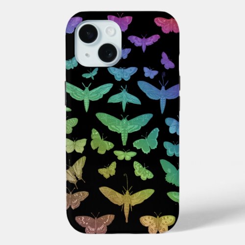 Vintage colorful butterflies moths insects  iPhone 15 case