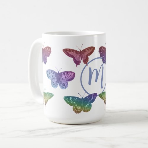 Vintage colorful butterflies moths insects  coffee mug