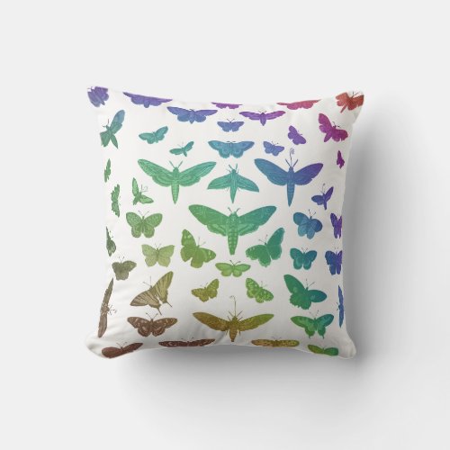 Vintage colorful butterflies moths insects  throw pillow