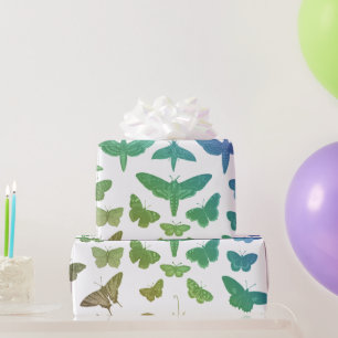Vintage colorful butterflies moths insects wrapping paper